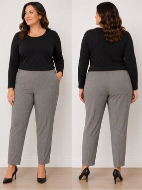 Pari Passu Virgin Wool Blend Ankle‎ Pants Size 16 Houndstooth Stretch Workwear